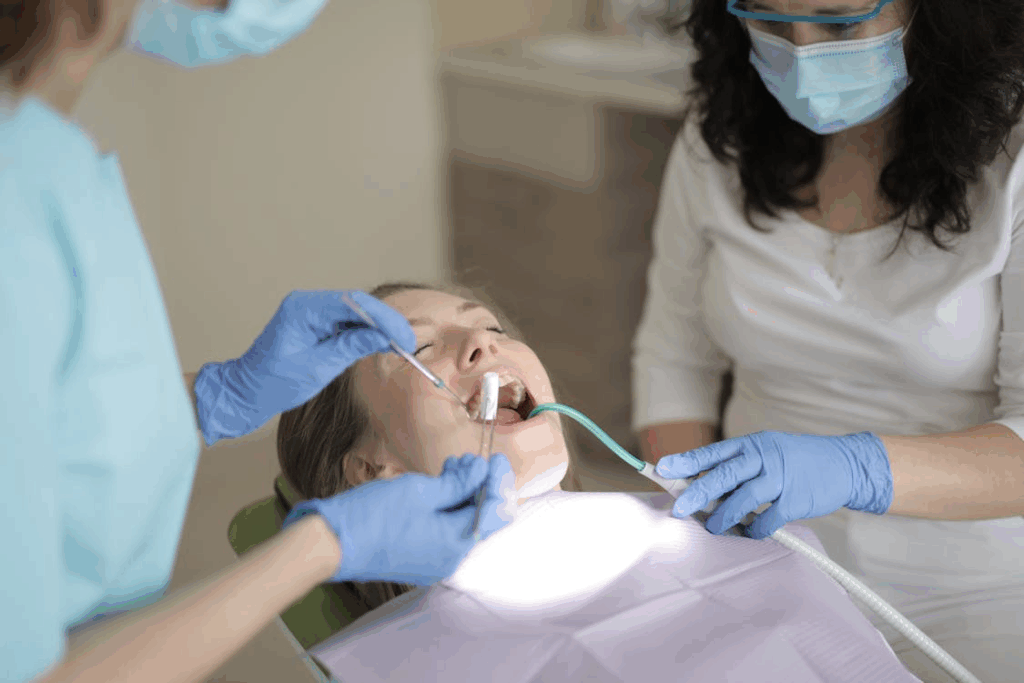 dental professionals working on a patient