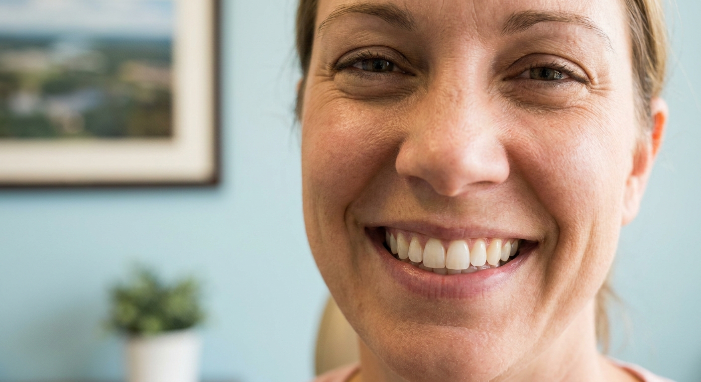 Natural patient smile showing healthy white teeth after cosmetic dental treatment at Rivers Edge Dental in Lake Norman